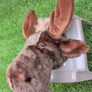 90s Purr-Fection Fake Taxidermy Moose Stuffed Head Mount Brown RARE 22"x20"x9"